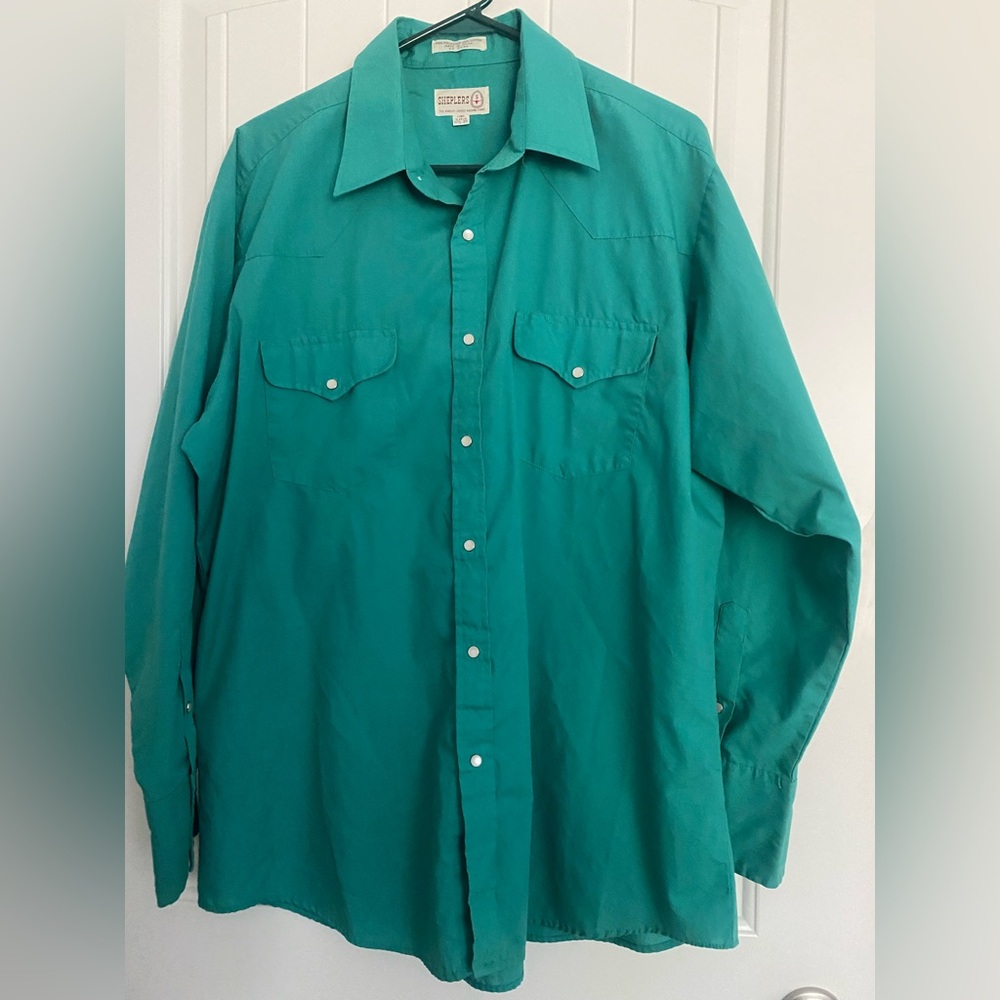 Vintage Sheplers Pearl snap western Button up shirt mens